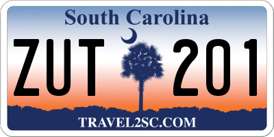 SC license plate ZUT201