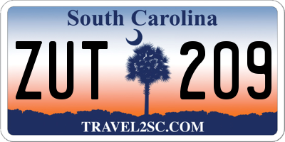SC license plate ZUT209