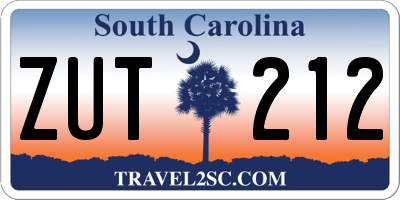 SC license plate ZUT212