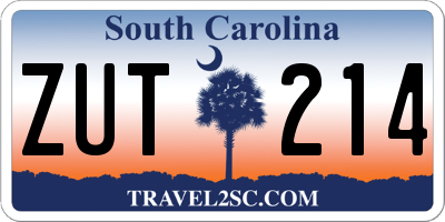 SC license plate ZUT214