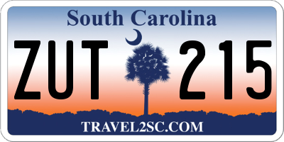 SC license plate ZUT215