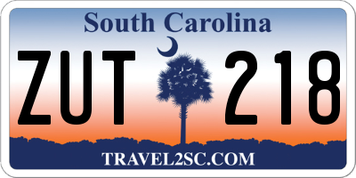 SC license plate ZUT218