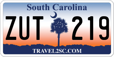 SC license plate ZUT219