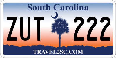SC license plate ZUT222