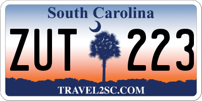 SC license plate ZUT223