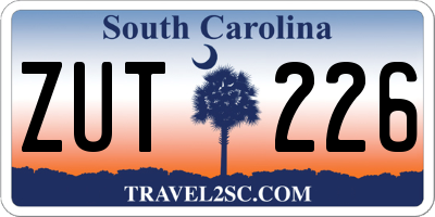 SC license plate ZUT226