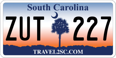 SC license plate ZUT227