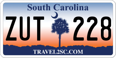 SC license plate ZUT228