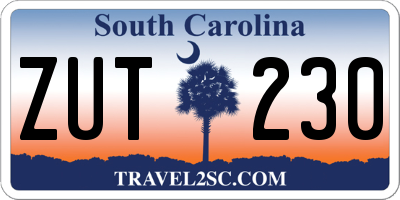 SC license plate ZUT230