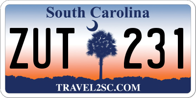 SC license plate ZUT231