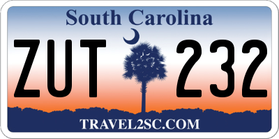 SC license plate ZUT232