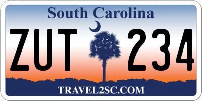 SC license plate ZUT234
