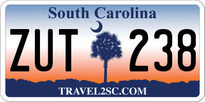 SC license plate ZUT238