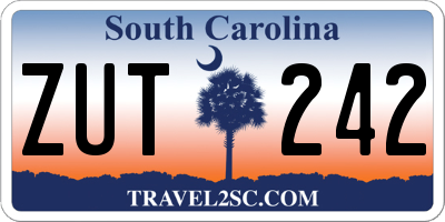 SC license plate ZUT242