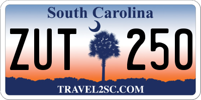 SC license plate ZUT250