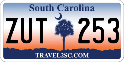 SC license plate ZUT253