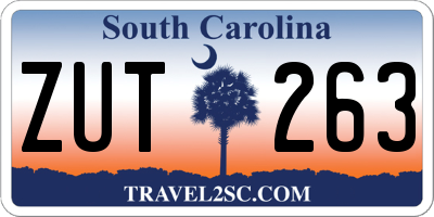 SC license plate ZUT263