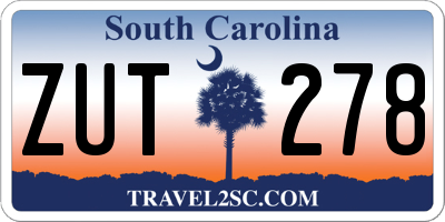 SC license plate ZUT278