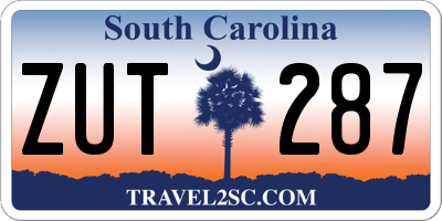 SC license plate ZUT287