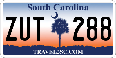 SC license plate ZUT288