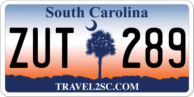 SC license plate ZUT289