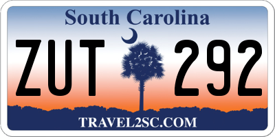 SC license plate ZUT292