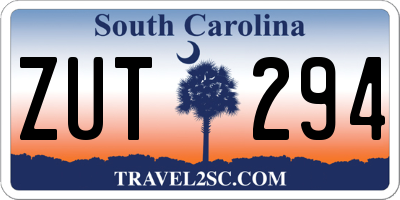 SC license plate ZUT294
