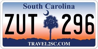 SC license plate ZUT296