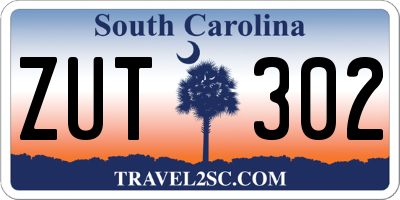 SC license plate ZUT302
