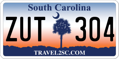 SC license plate ZUT304