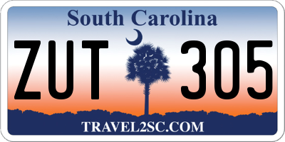 SC license plate ZUT305