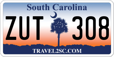 SC license plate ZUT308