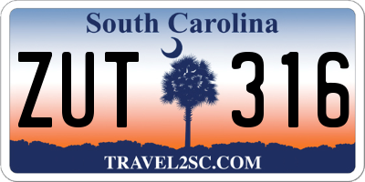 SC license plate ZUT316