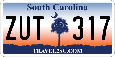 SC license plate ZUT317