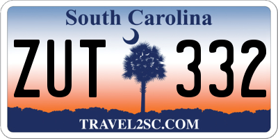 SC license plate ZUT332
