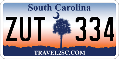 SC license plate ZUT334