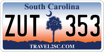 SC license plate ZUT353