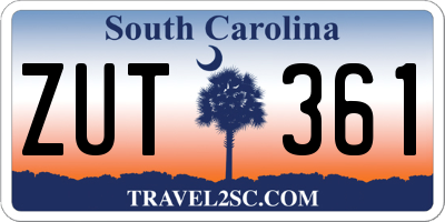 SC license plate ZUT361