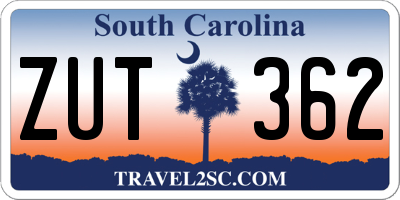 SC license plate ZUT362