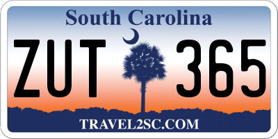 SC license plate ZUT365