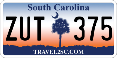 SC license plate ZUT375
