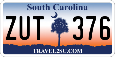 SC license plate ZUT376