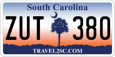SC license plate ZUT380