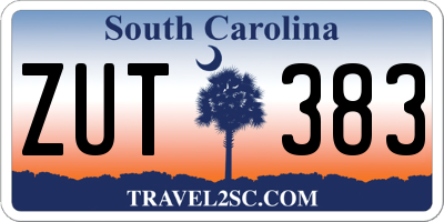 SC license plate ZUT383