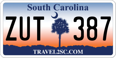 SC license plate ZUT387