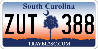 SC license plate ZUT388