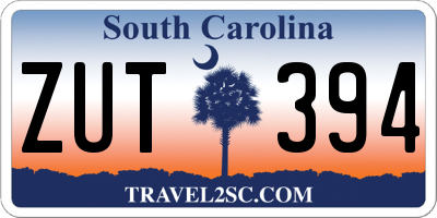 SC license plate ZUT394