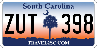 SC license plate ZUT398