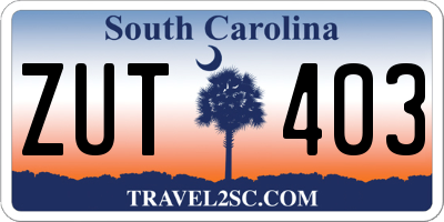 SC license plate ZUT403