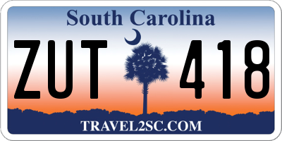 SC license plate ZUT418
